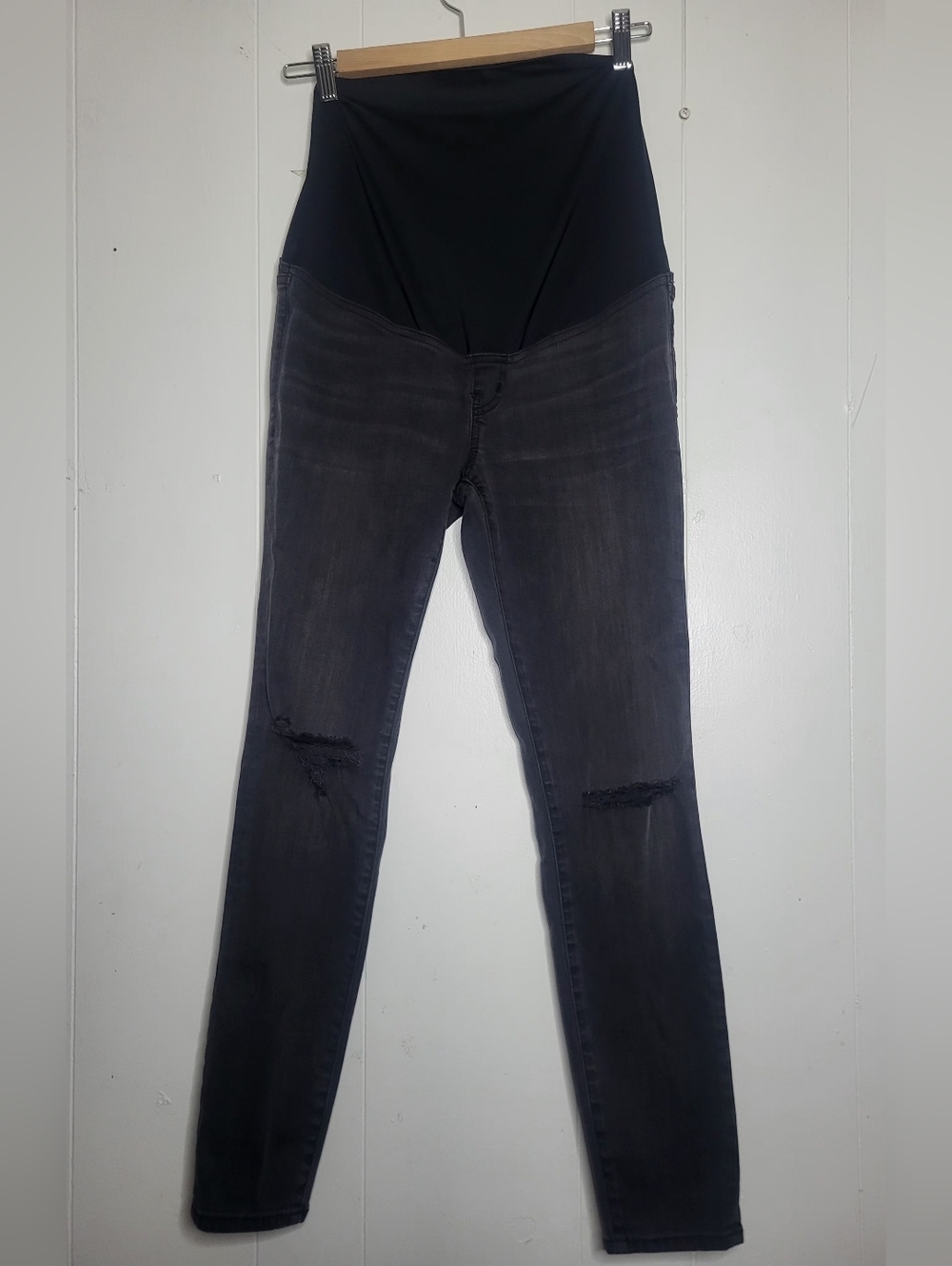 Madewell Black Maternity Skinny Jeans with Washed Gray Legs